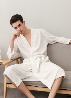 Bukela Men Waffle Robes Lightweight Knit Bathrobe Sleepwear Kimono Robe Wrap Loungewear with Pocket, Size: M/XL/XXXL  - Image 2