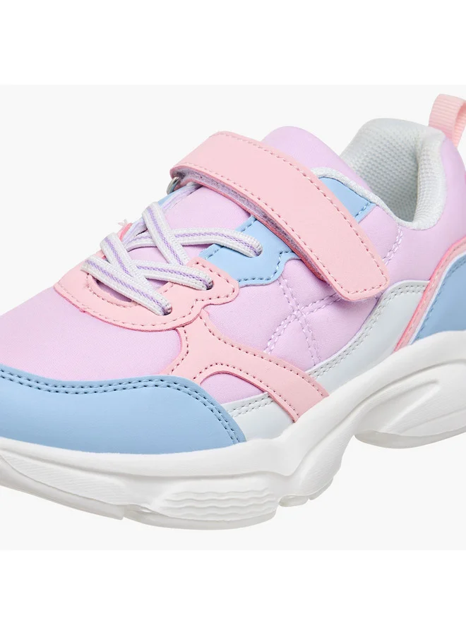 Flora Bella By Shoexpress Girls Colourblock Sneakers with Hook and Loop Closure