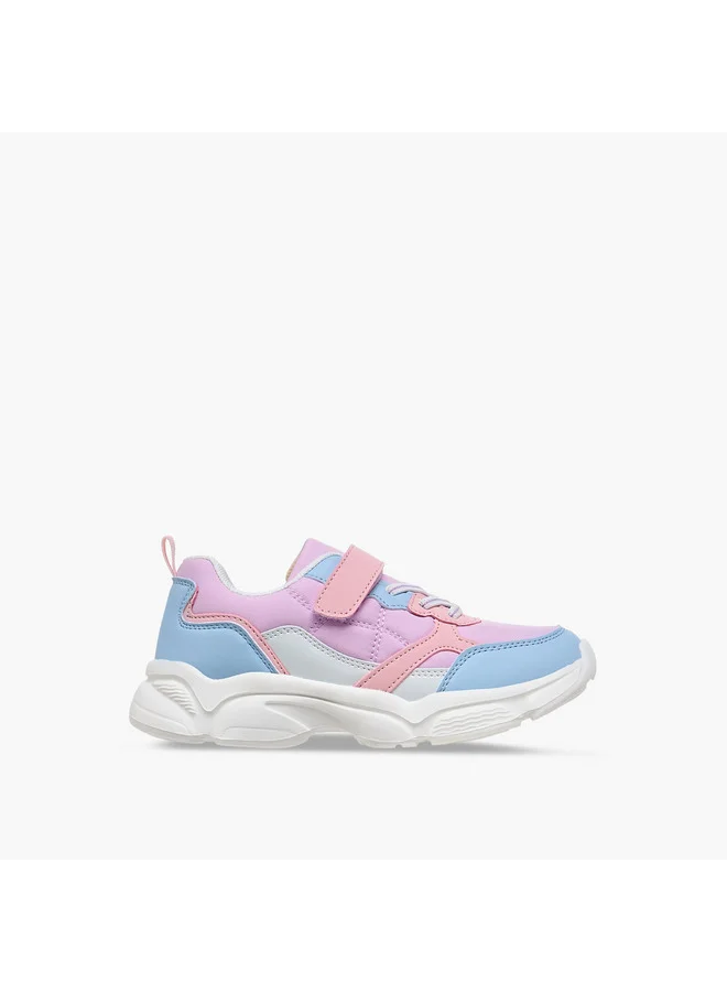 Flora Bella By Shoexpress Girls Colourblock Sneakers with Hook and Loop Closure
