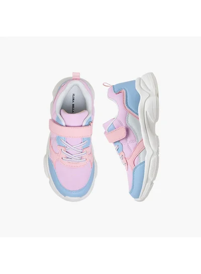 Flora Bella By Shoexpress Girls Colourblock Sneakers with Hook and Loop Closure