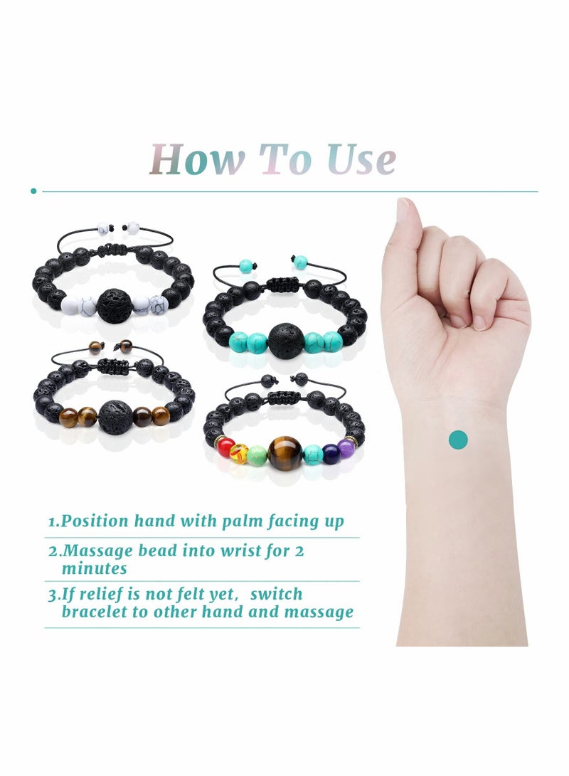 KASTWAVE 4 Pieces Bracelet Fashion Luxury Hand Woven Yoga Beaded Jewelry Anti Nausea Wristband - Image 5