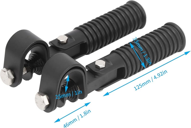 klarako Motorcycle Footrest Replacemet, Pair of Motorcycle Foot Pegs Clamp Footrest Mount for 1in Engine Crash Bar Guard (Black) - Image 3