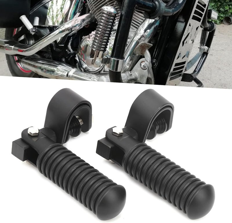klarako Motorcycle Footrest Replacemet, Pair of Motorcycle Foot Pegs Clamp Footrest Mount for 1in Engine Crash Bar Guard (Black) - Image 5