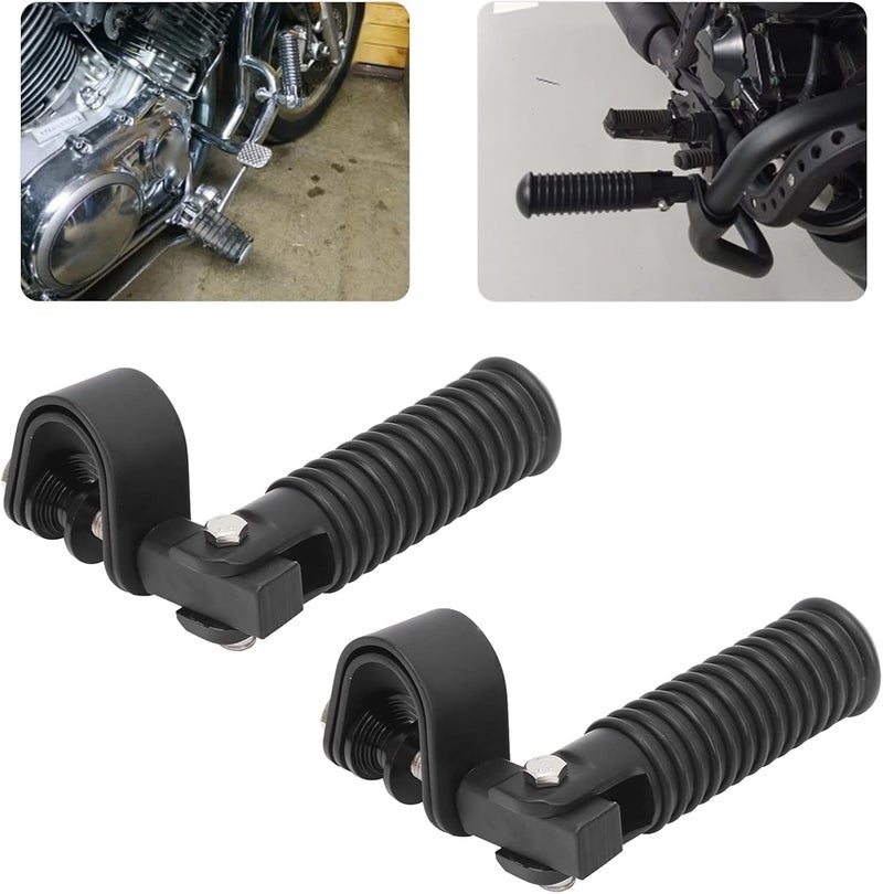 klarako Motorcycle Footrest Replacemet, Pair of Motorcycle Foot Pegs Clamp Footrest Mount for 1in Engine Crash Bar Guard (Black) - Image 4