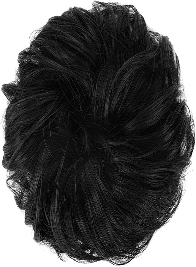 PRAVRAJYA Messy Hair Bun Cotton Lace Extensions Chignons Hair Scrunchy Updo Hairpiece Black Hair Extensions for Women's Wedding & other Function (35 Gram) - Image 1