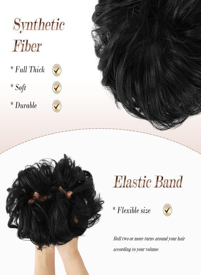 PRAVRAJYA Messy Hair Bun Cotton Lace Extensions Chignons Hair Scrunchy Updo Hairpiece Black Hair Extensions for Women's Wedding & other Function (35 Gram) - Image 4