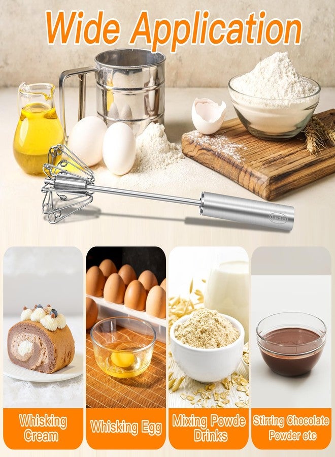 Qukaka Hand mixer whisk,stainless steel semi automatic whisk,egg spinner,whizzy whisk,whipped cream dispenser,easy whisk for cooking,Beating&Stirring(12in) - Image 4
