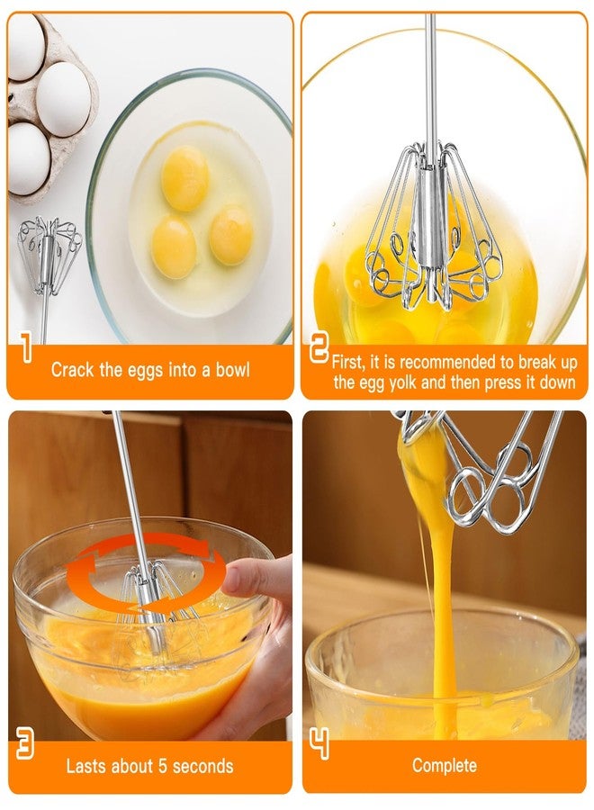 Qukaka Hand mixer whisk,stainless steel semi automatic whisk,egg spinner,whizzy whisk,whipped cream dispenser,easy whisk for cooking,Beating&Stirring(12in) - Image 3