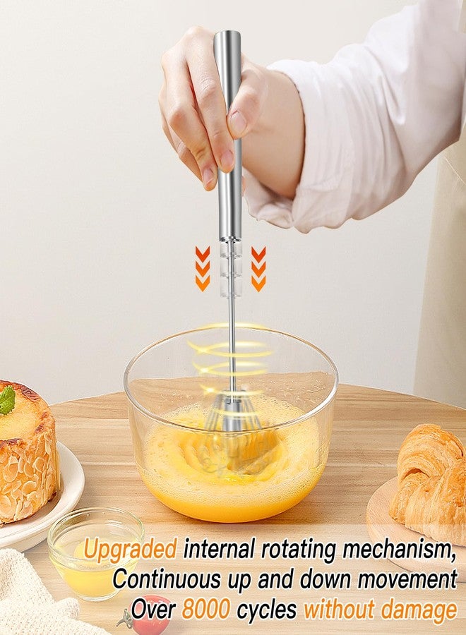 Qukaka Hand mixer whisk,stainless steel semi automatic whisk,egg spinner,whizzy whisk,whipped cream dispenser,easy whisk for cooking,Beating&Stirring(12in) - Image 2