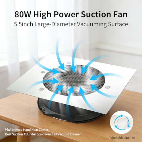 BLUETOP Powerful Nail Dust Collector Built in Table Desk Nail Vacuum Cleaner Professional Table Embedded Dust Extractor Vacuum Built in Desktop Nail Dust Collector Quiet Nail Fan Acrylic Nail Tools - Image 3