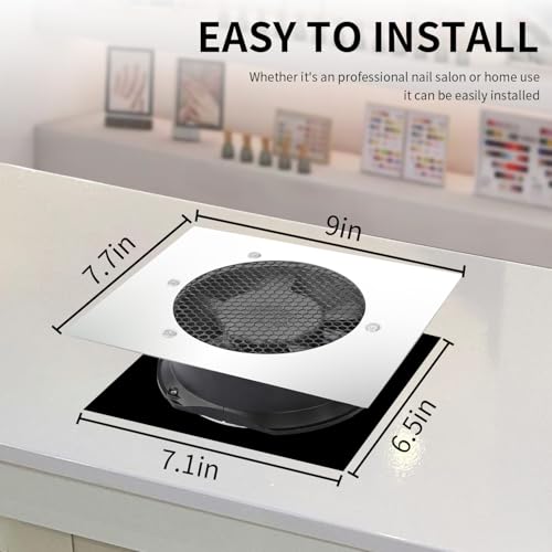 BLUETOP Powerful Nail Dust Collector Built in Table Desk Nail Vacuum Cleaner Professional Table Embedded Dust Extractor Vacuum Built in Desktop Nail Dust Collector Quiet Nail Fan Acrylic Nail Tools - Image 5