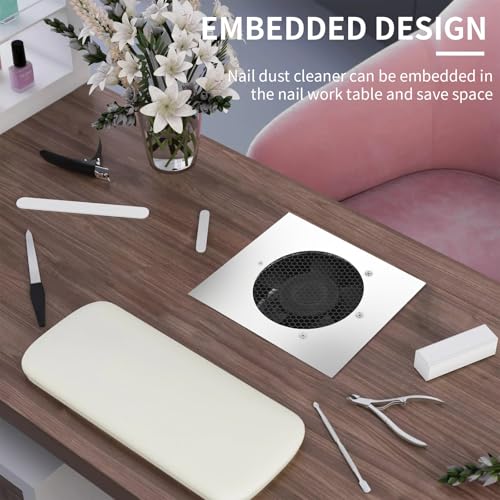 BLUETOP Powerful Nail Dust Collector Built in Table Desk Nail Vacuum Cleaner Professional Table Embedded Dust Extractor Vacuum Built in Desktop Nail Dust Collector Quiet Nail Fan Acrylic Nail Tools - Image 2