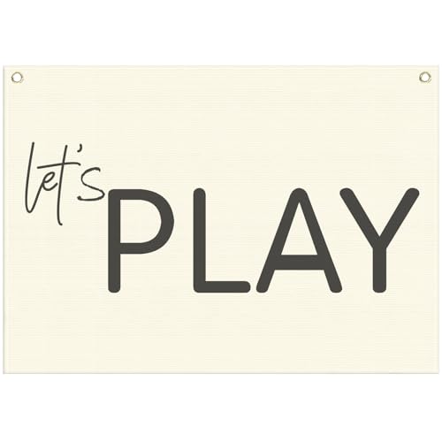Sioial Lets PlayPlayroom Rectangular Canvas Banner Flag Poster Wall Sign Decor for Boy Girl Kids TeenNursery Playroom Homeschool Baby Room Bedroom Home Dorm DecorBaby Shower Birthday Christmas Gift - Image 1