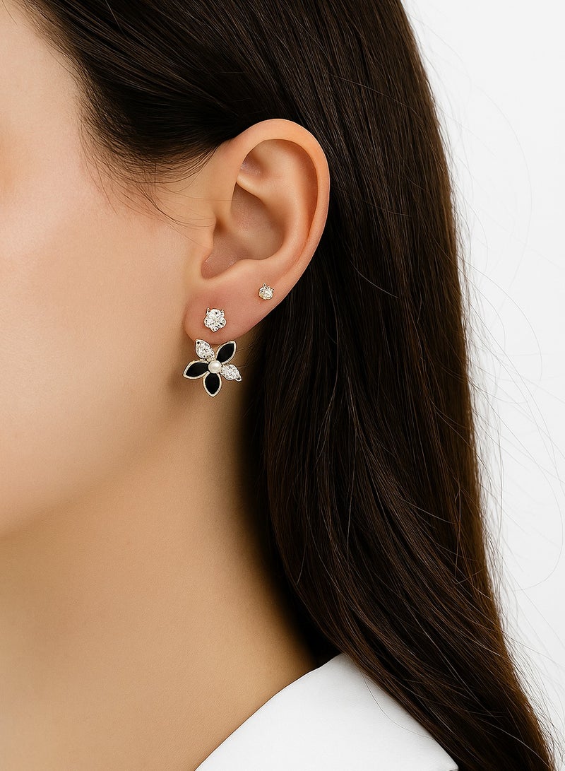 دا ارتفول بليند مجموعة أقراط أنيقة - 3 أزواج من أقراط الأذن المضادة للحساسية مع أحجار الزركونيا المكعبة البراقة وتصميم الأزهار، مجوهرات عصرية للنساء - Image 2