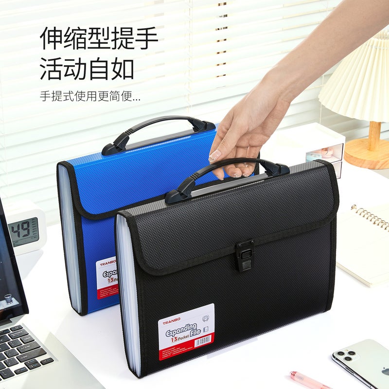 Tranbo Expandable File Organizer, 13 Pockets, Classic Color, Portable Handle - Image 3