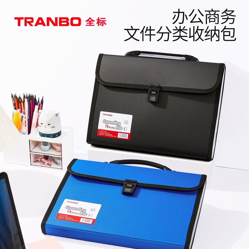 Tranbo Expandable File Organizer, 13 Pockets, Classic Color, Portable Handle - Image 2