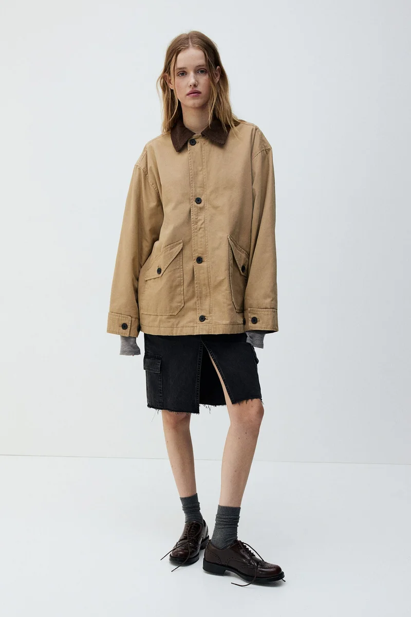 اتش اند ام Oversized Canvas Jacket
