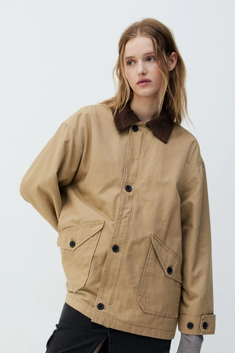 اتش اند ام Oversized Canvas Jacket