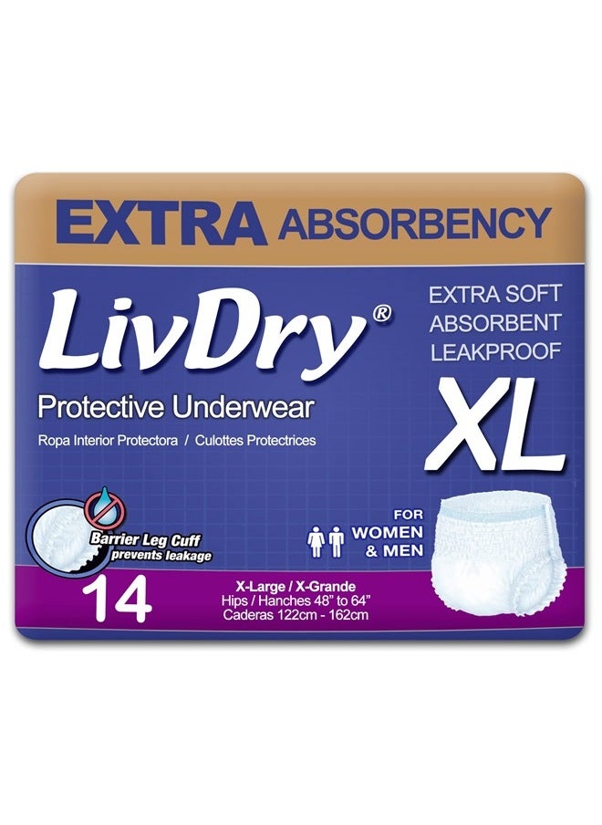 LIVDRY Adult XL Incontinence Underwear, Extra Absorbency Adult Diapers, Leak Protection, X-Large, 14-Pack  - Image 1