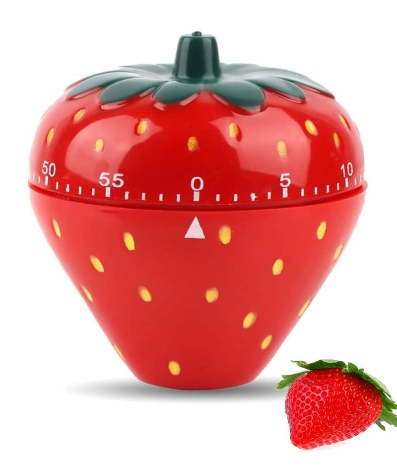 Cute Fruit Kitchen TimerStrawberry Shaped Timer Cartoon Mechanical TimeFun Shaped Mechanical Strawberry Windup for Home Desktop Decor