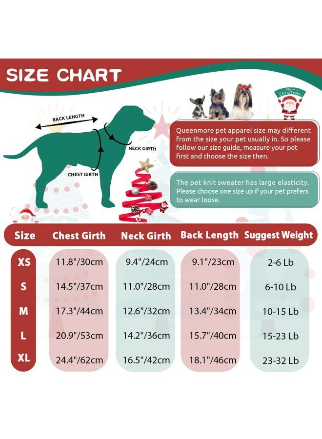 Queenmore Christmas Dog Sweater Small Size French Bulldog Warm Pullover for Dogs Chihuahua Coat Dachshund Clothing for Dog Cat Winter Christmas S - Image 2