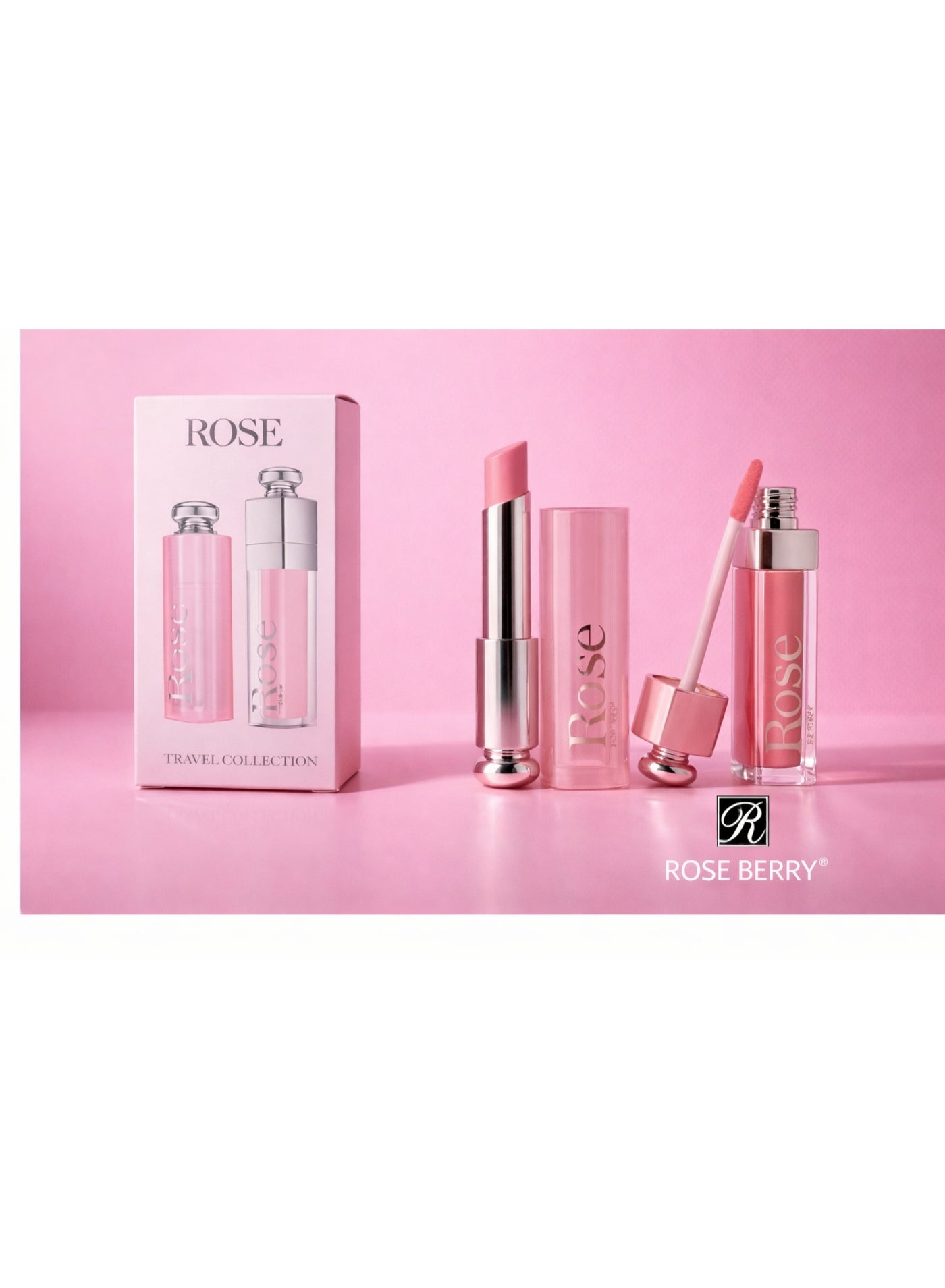 Travel Collection Lip Tint & Gloss Set – Shade b02 – Long Lasting & Moisturizing