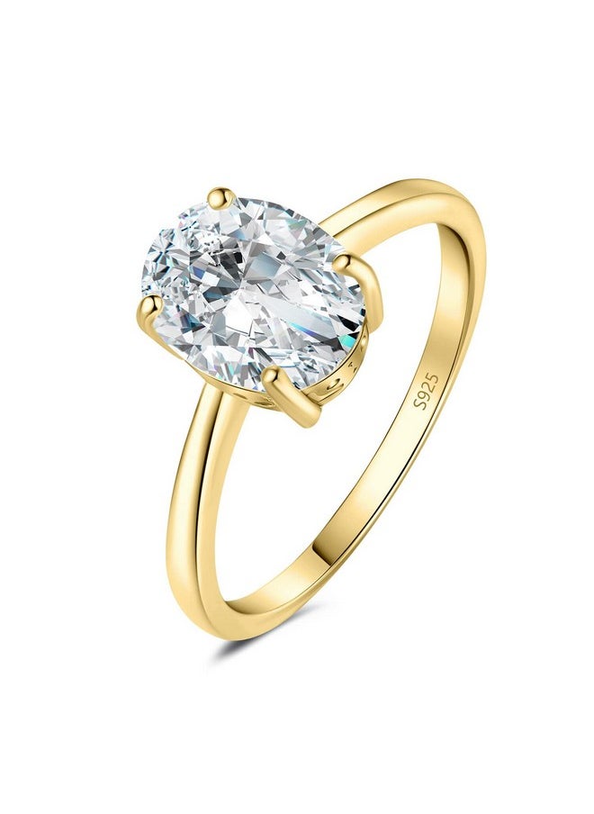 JewelryPalace - Oval Cut 2Ct Cubic Zirconia Engagement Rings For Women, 14K Yellow Gold Plated 925 Sterling Silver Promise Ring For Her, Simulated Diamond Anniversary Wedding Ring Jewelry Sets 6 - Image 1