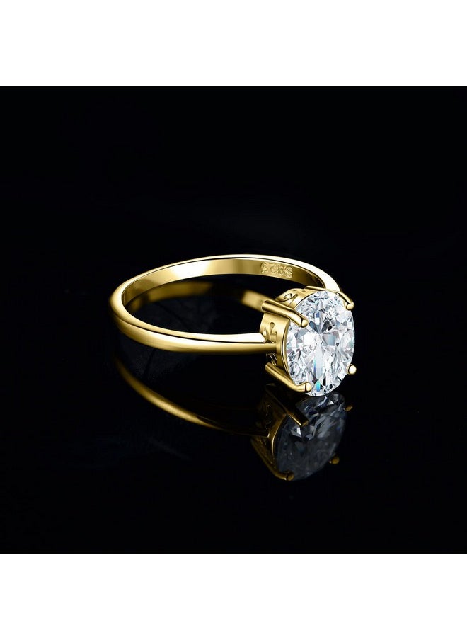 JewelryPalace - Oval Cut 2Ct Cubic Zirconia Engagement Rings For Women, 14K Yellow Gold Plated 925 Sterling Silver Promise Ring For Her, Simulated Diamond Anniversary Wedding Ring Jewelry Sets 6 - Image 1
