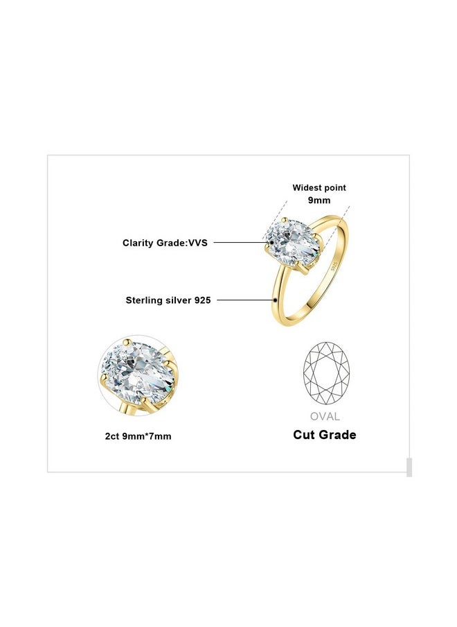JewelryPalace - Oval Cut 2Ct Cubic Zirconia Engagement Rings For Women, 14K Yellow Gold Plated 925 Sterling Silver Promise Ring For Her, Simulated Diamond Anniversary Wedding Ring Jewelry Sets 6 - Image 1