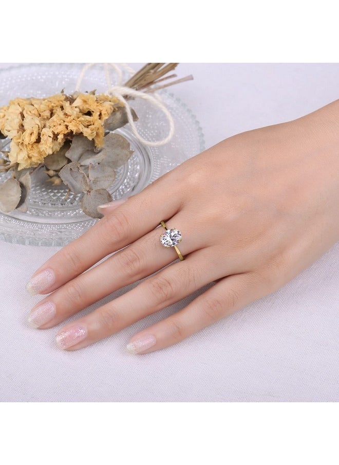 JewelryPalace - Oval Cut 2Ct Cubic Zirconia Engagement Rings For Women, 14K Yellow Gold Plated 925 Sterling Silver Promise Ring For Her, Simulated Diamond Anniversary Wedding Ring Jewelry Sets 6 - Image 1