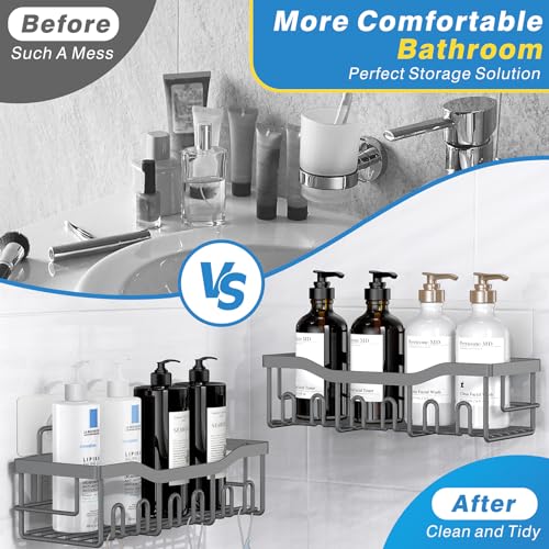 EUDELE 5-Pack Rustproof Stainless Steel Shower Caddy – No Drill Adhesive Bathroom Organizer with Large Capacity, Spacious Shower Shelves for Inside Shower, Kitchen & Home Decor Storage-XL Size - Image 3