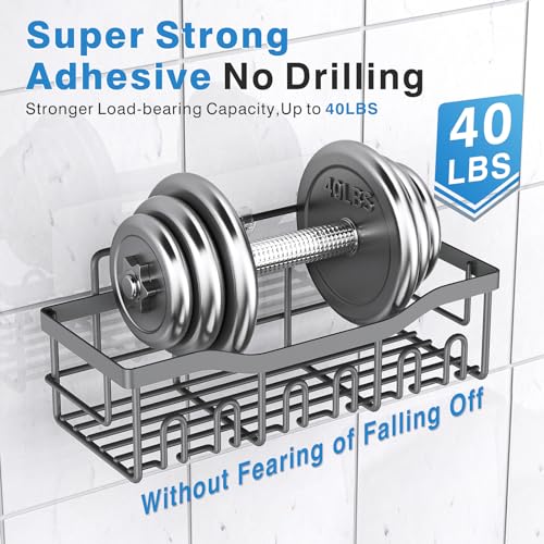 EUDELE 5-Pack Rustproof Stainless Steel Shower Caddy – No Drill Adhesive Bathroom Organizer with Large Capacity, Spacious Shower Shelves for Inside Shower, Kitchen & Home Decor Storage-XL Size - Image 4