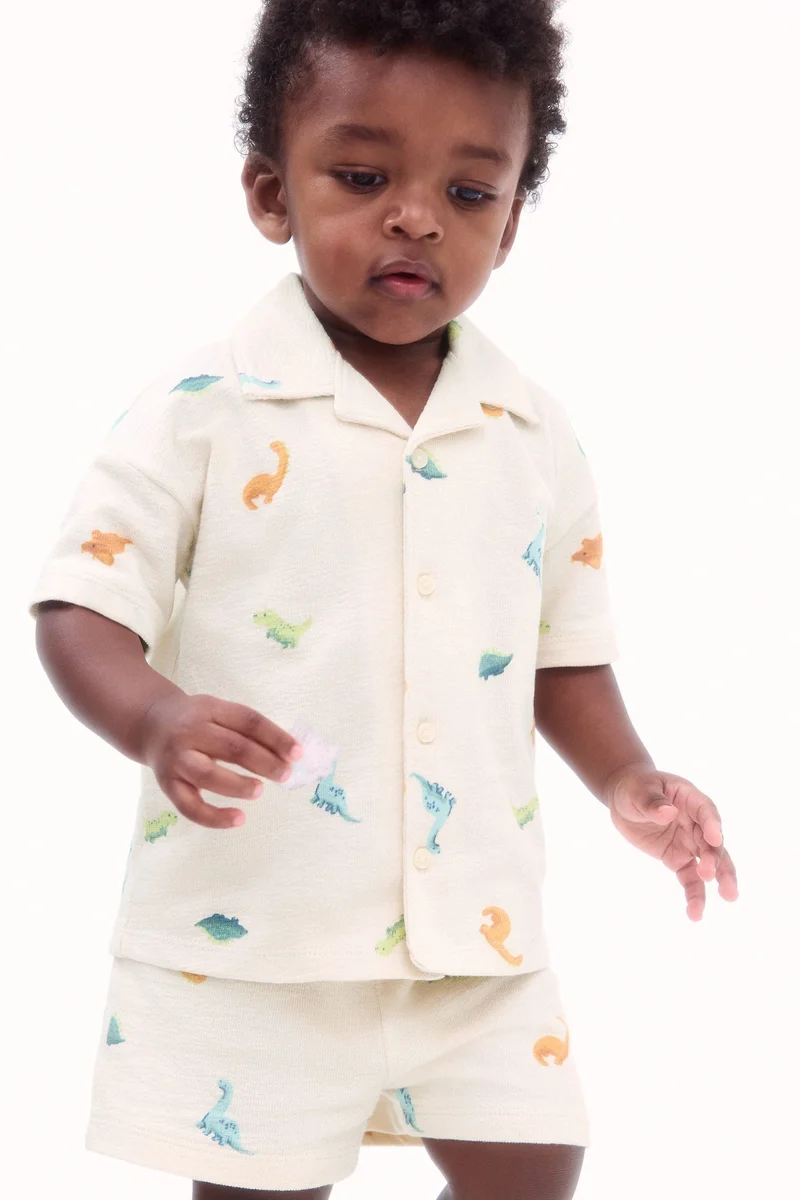 اتش اند ام طقم قميص وشورت منتجع تيري قطعتين