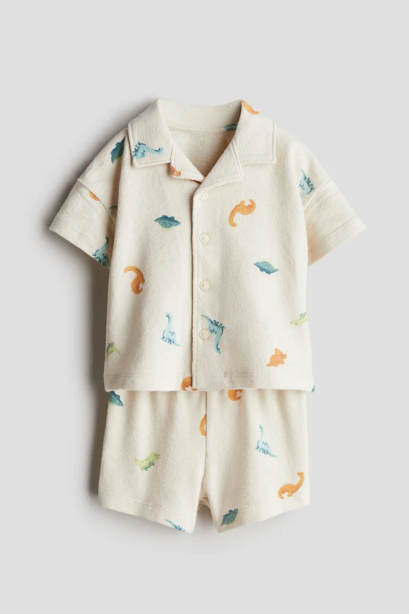 اتش اند ام طقم قميص وشورت منتجع تيري قطعتين