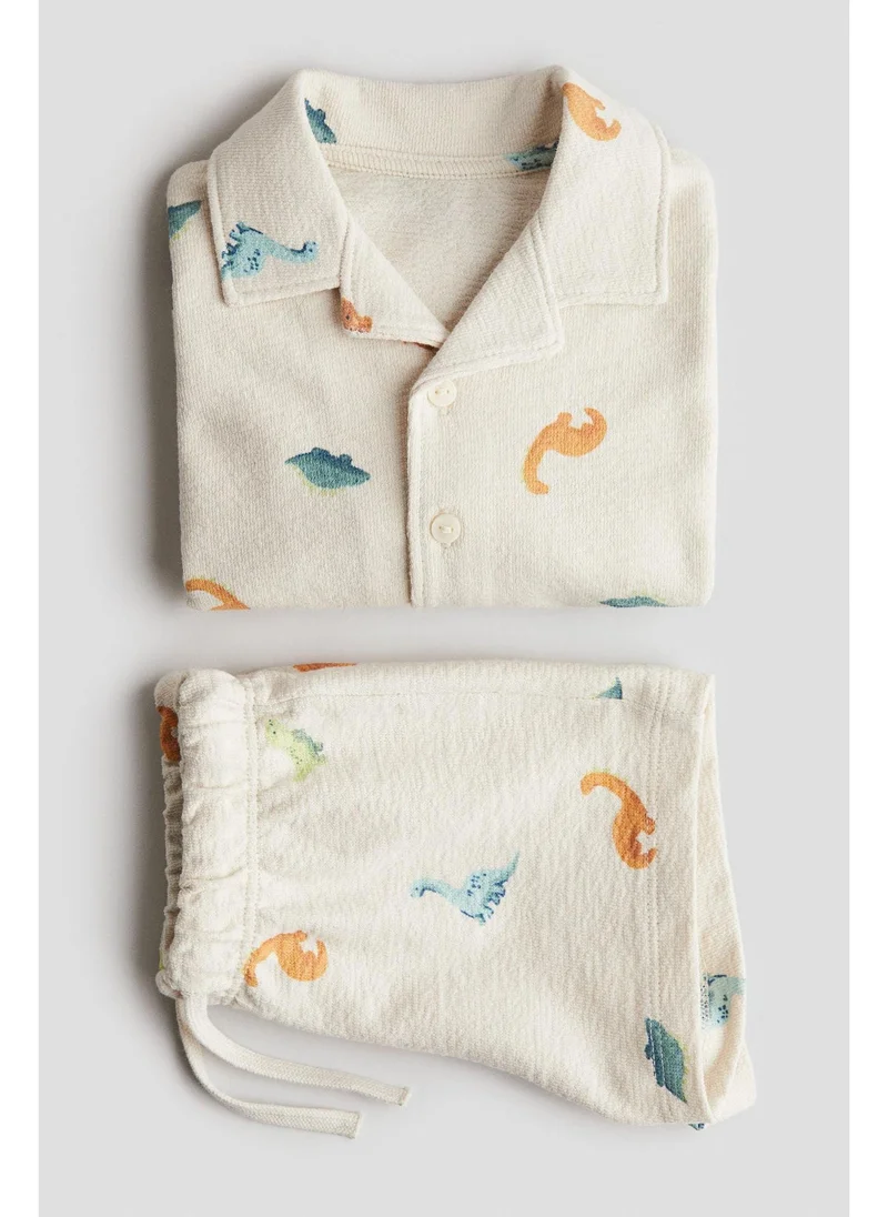 اتش اند ام 2-piece terry resort shirt and shorts set