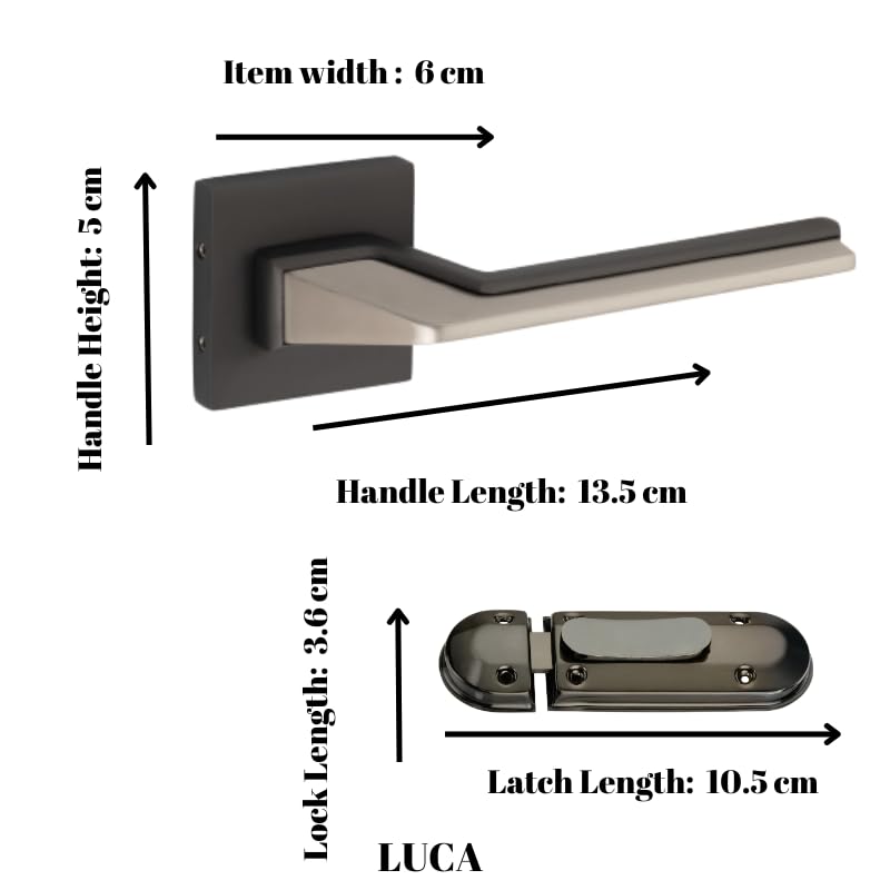 Sardar Luca Black Finish Mortise Door Lock Set - Main Door/ Bedroom Door/ Handle Lock for Home/ Office/ Hotel (with Door Latch) - Image 2