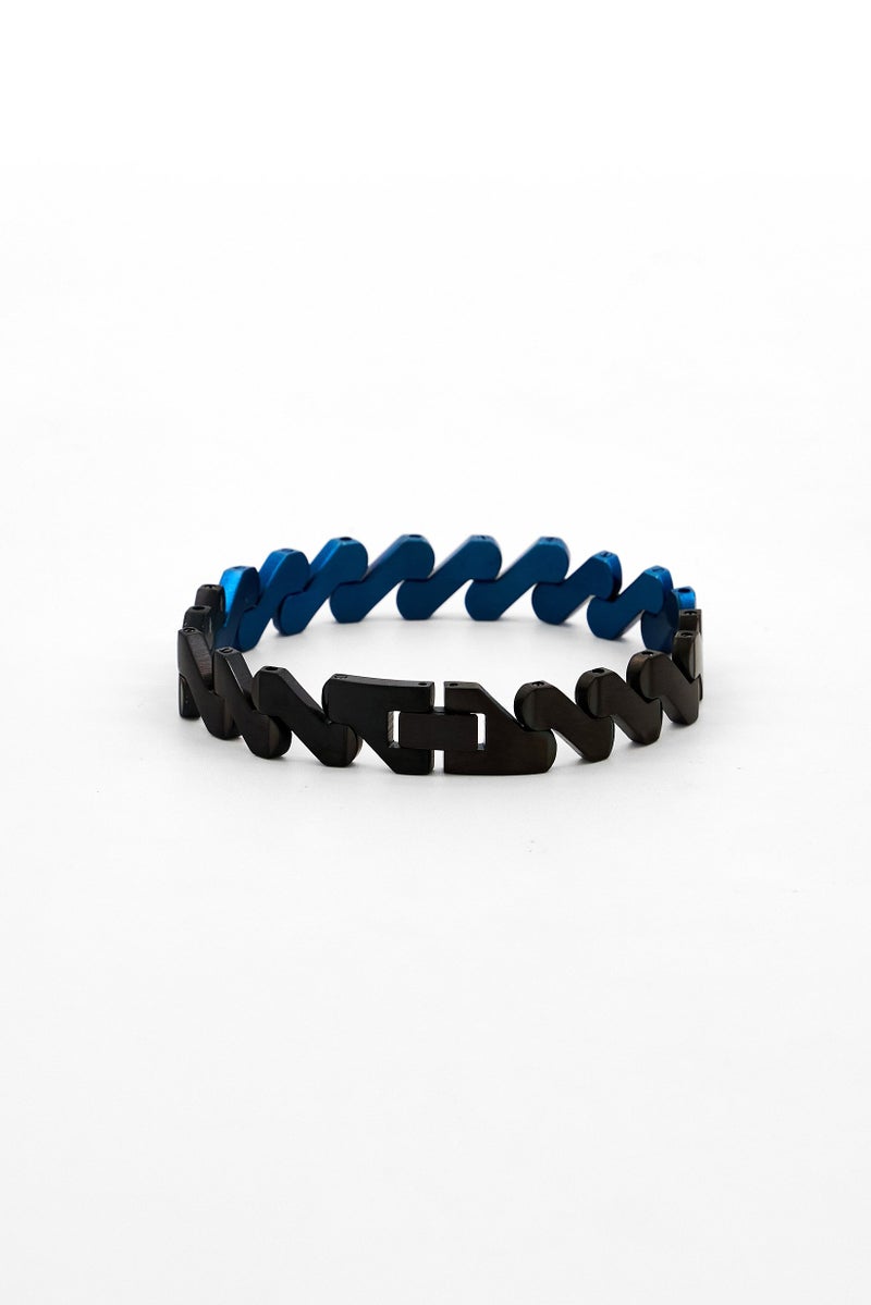 POLICE Men Stainless Steel Fashionable Bracelet, Blue/Black - Image 3