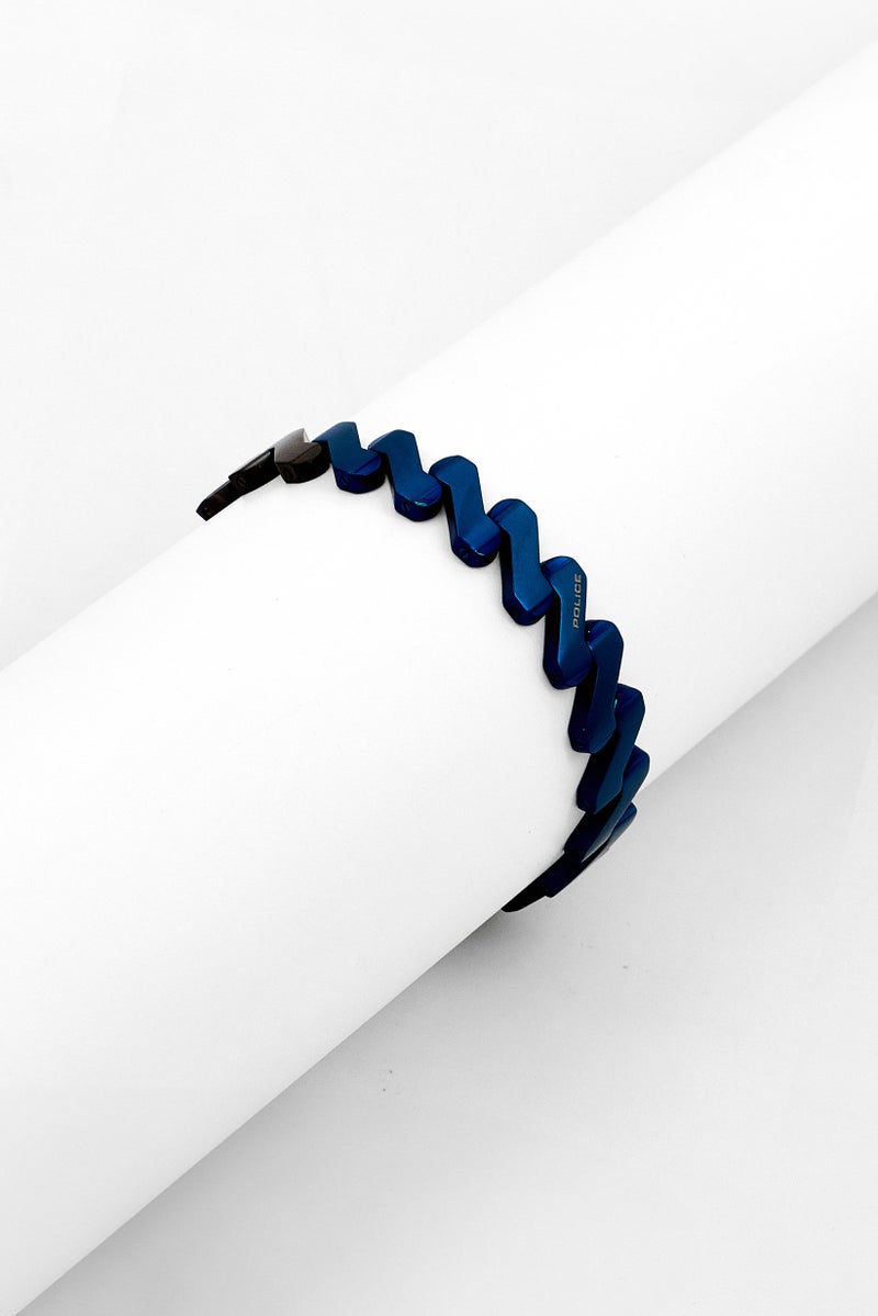 POLICE Men Stainless Steel Fashionable Bracelet, Blue/Black - Image 1