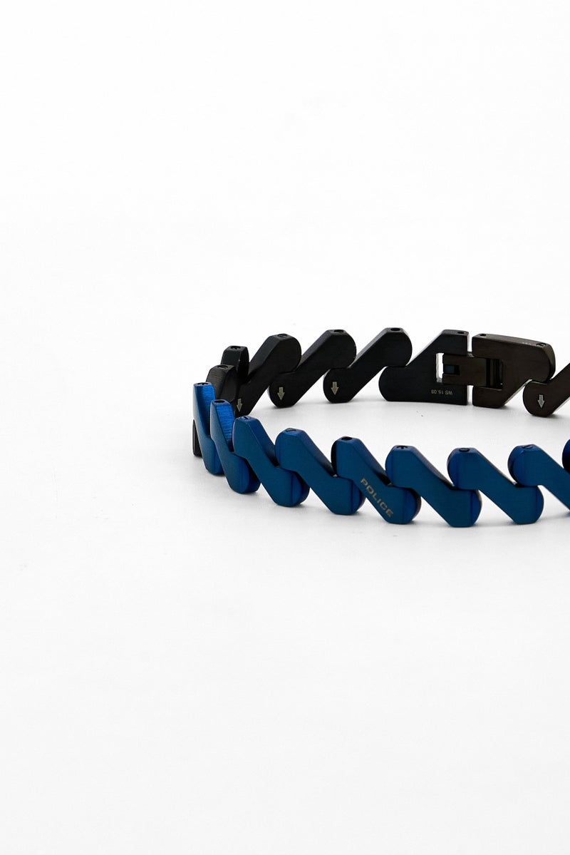 POLICE Men Stainless Steel Fashionable Bracelet, Blue/Black - Image 4