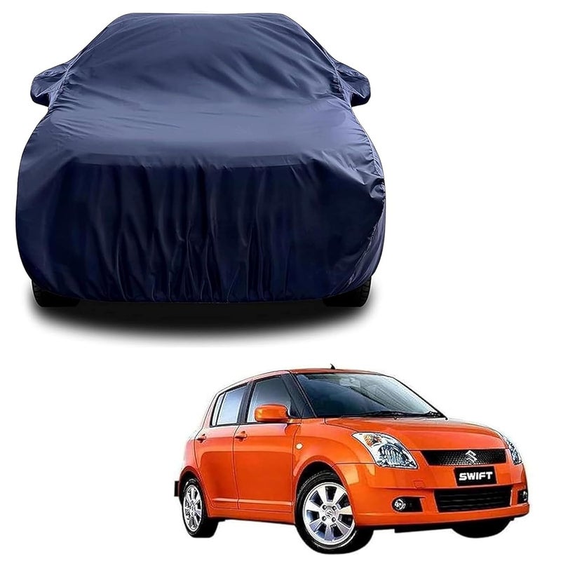 sulfar 100% Water Resistant Car Body Cover Compatible with Mirror for Maruti Suzuki Old Swift (Triple Stitched, Full Bottom Elastic, Navy Blue) - Image 1