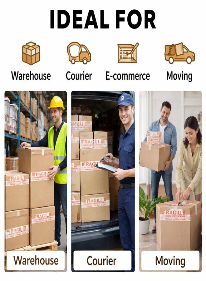 ELATAPES Fragile Tape, 2-Inch x 65 Meter - Pack of 6 Rolls, ‘Handle with Care’ Printed Adhesive Tape for Safe Packaging, E-Commerce & Moving - Image 5