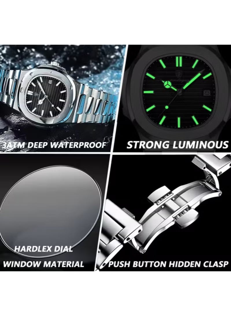 پوداجار ساعة رياضية للرجال - مقاومة للماء حتى 30 مترًا، قرص مضيء، حركة كوارتز، 40.5 مم (للاستخدام اليومي والأنشطة الخارجية) - Image 4
