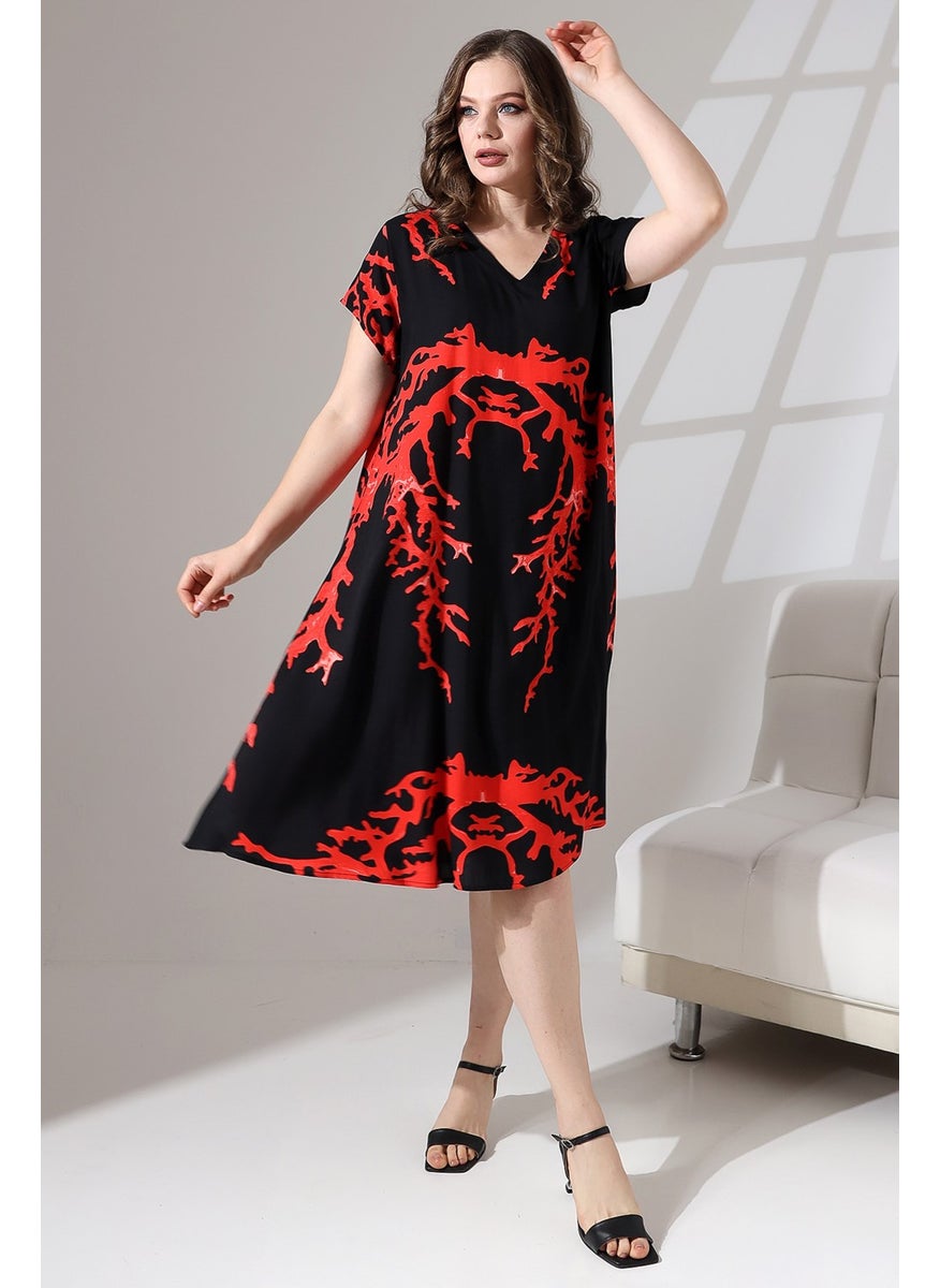 Likapa Summer Plus Size Viscose V Neck Short Sleeve Dress 2688  - Image 1
