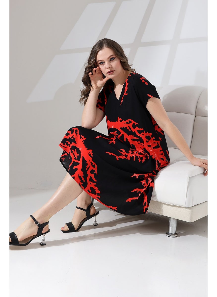 Likapa Summer Plus Size Viscose V Neck Short Sleeve Dress 2688  - Image 2