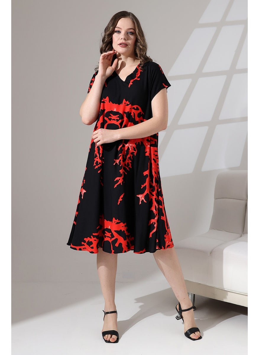 Likapa Summer Plus Size Viscose V Neck Short Sleeve Dress 2688  - Image 4