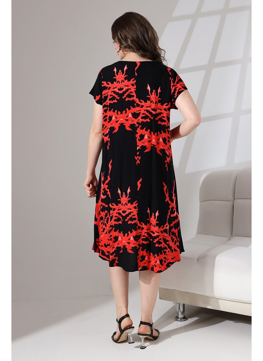 Likapa Summer Plus Size Viscose V Neck Short Sleeve Dress 2688  - Image 5
