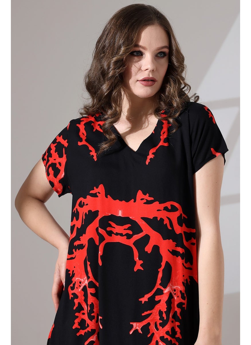 Likapa Summer Plus Size Viscose V Neck Short Sleeve Dress 2688  - Image 3