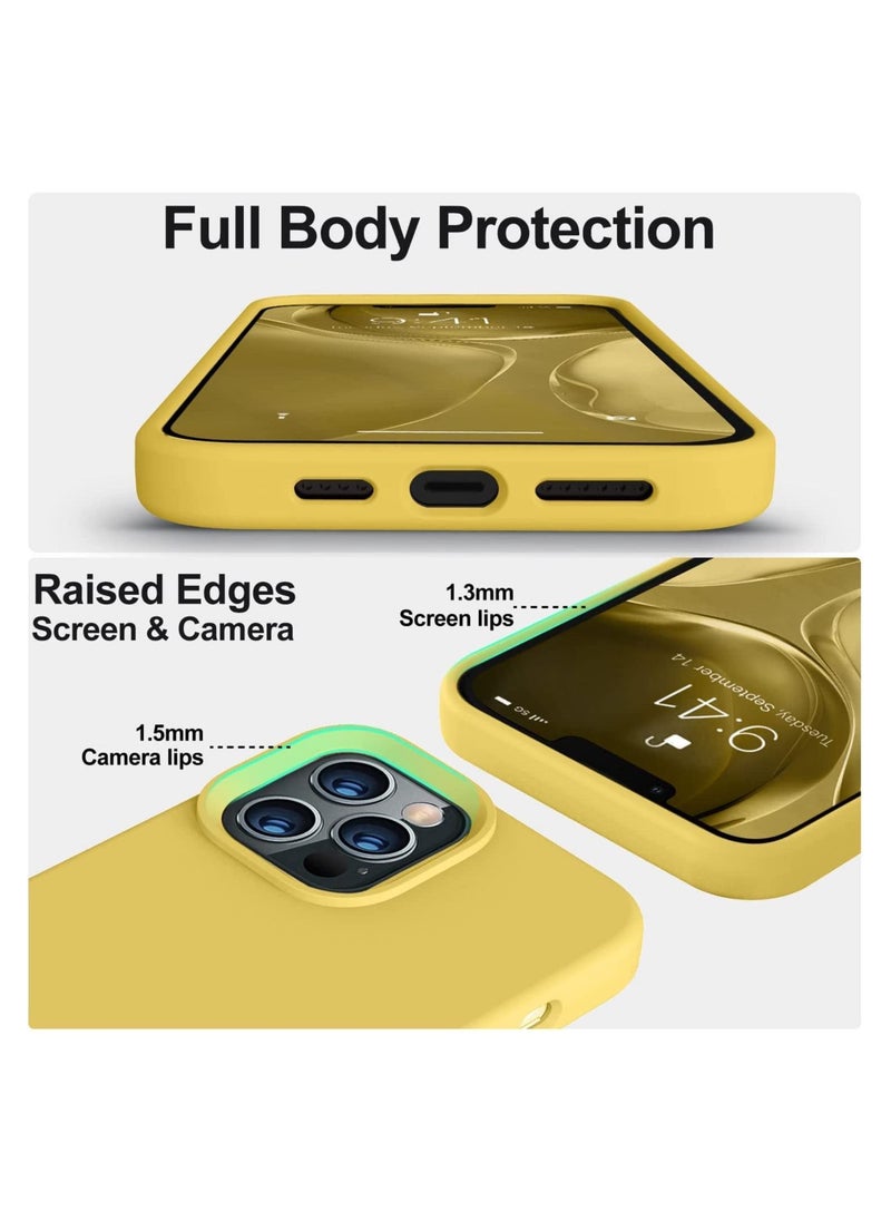 YOMNA - YOMNA Compatible with iPhone 14 Pro Max 6.7'' Liquid Silicone Full Body Protective Case with Anti-Scratch,Soft Microfiber Lining,Camera Protective, Yellow - Image 1