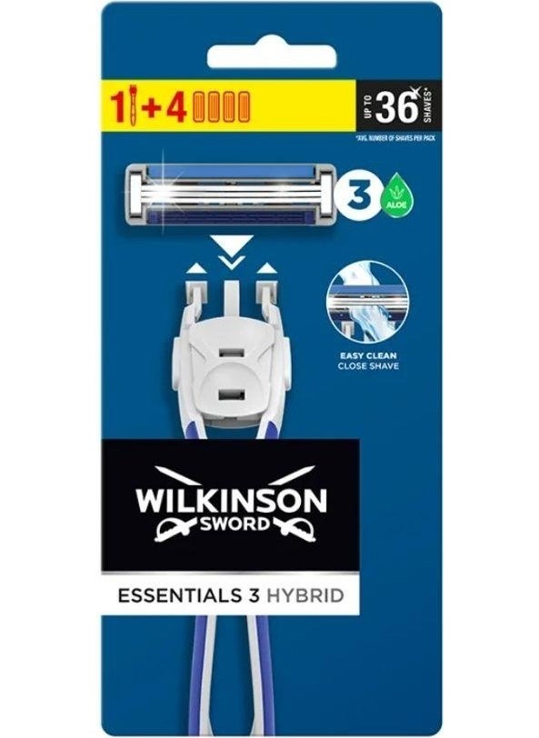 Wilkinson Essentials 3 Hybrid Men's Razor Handle + 4 Spare Razor Blades - pzsku/Z66A74BAA2AB291892A49Z/45/_/1737275931/b6f2a570-0980-4954-94e2-b94c5d226ffc