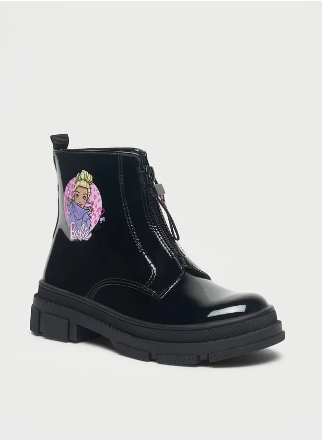 Barbie Printed Ankle Boots with Zip Closure